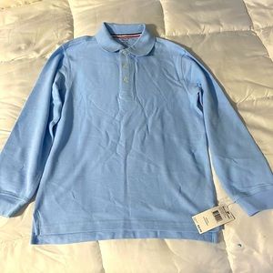 New Boys 10/12 husky light blue long sleeve polo.